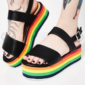 🌈🌈Dollskill Rainbow flatform sandals! 🌈🌈